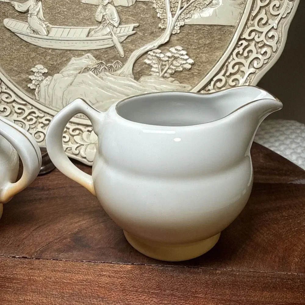 Hand Painted Porcelain Creamer Sugar Bowl Pink Roses Gold Trim Set Vintage